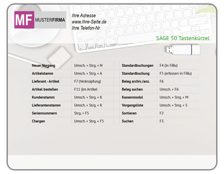 Sage 50 Tastenkürzel Vorlage für Mousepads